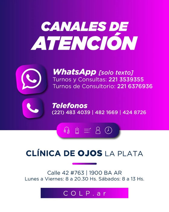 📲 Canales de Atención (WhatsApp – solo texto) Turnos y consultas: https://wa.me/5492213539355 Turnos de consultorio: https://wa.me/5492216376936 ☎️ Teléfonos…